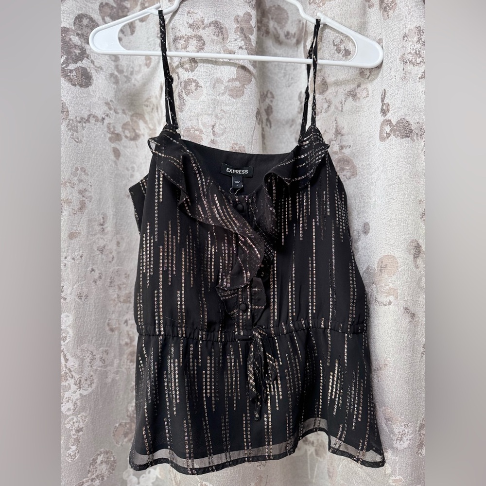 (NWT) Express/ Size: S/ Night Out Black ruffle peplum top